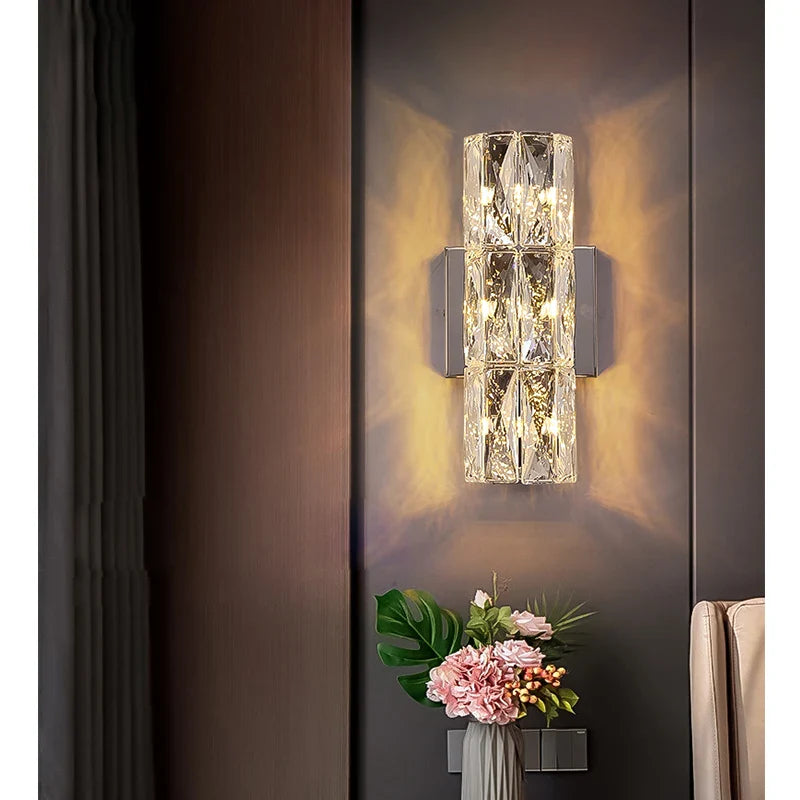 CrystalLuxe - Lámpara de pared real para dormitorio