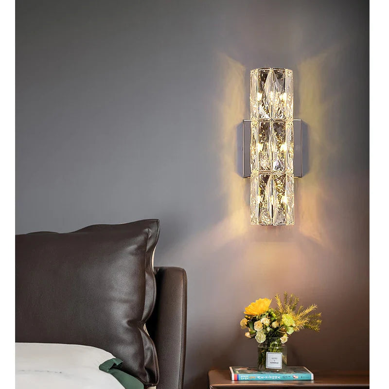 CrystalLuxe - Lámpara de pared real para dormitorio