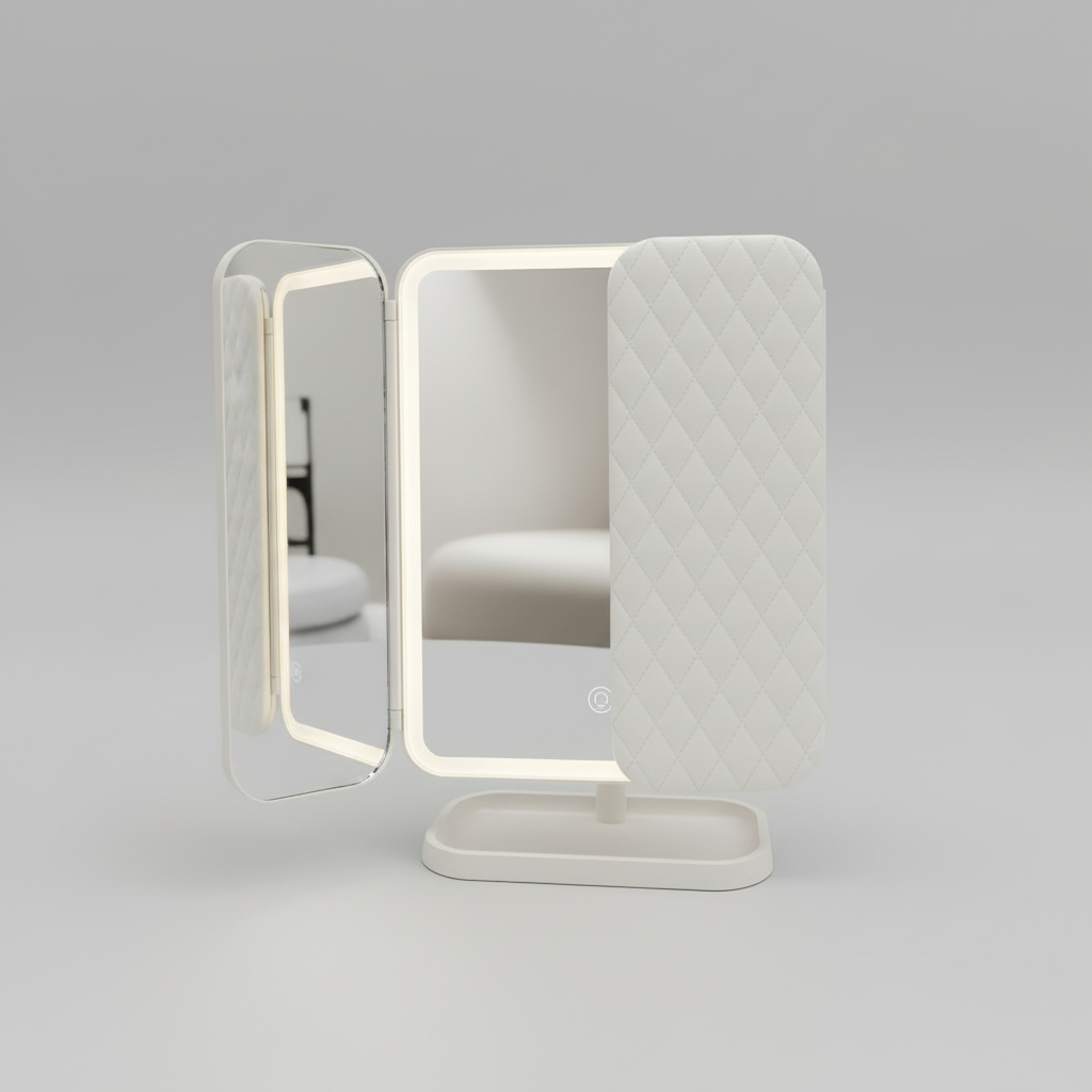 LED Makeup Mirror Triple Lighting Adjustable Magnification Portable 0