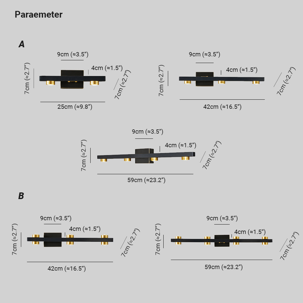 Freja - Lámpara de pared LED moderna, negro/dorado, baño, metal