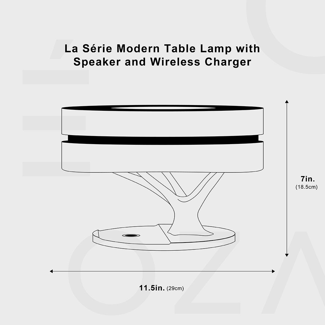 La lámpara de mesa Serie Moderna con altavoz y cargador inalámbrico