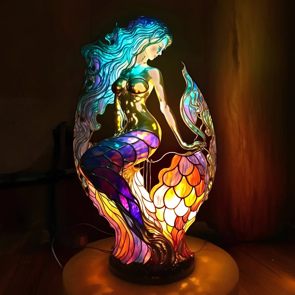 Tafellamp Gebrandschilderd Glas Dieren Sculptuur Sfeerverlichting