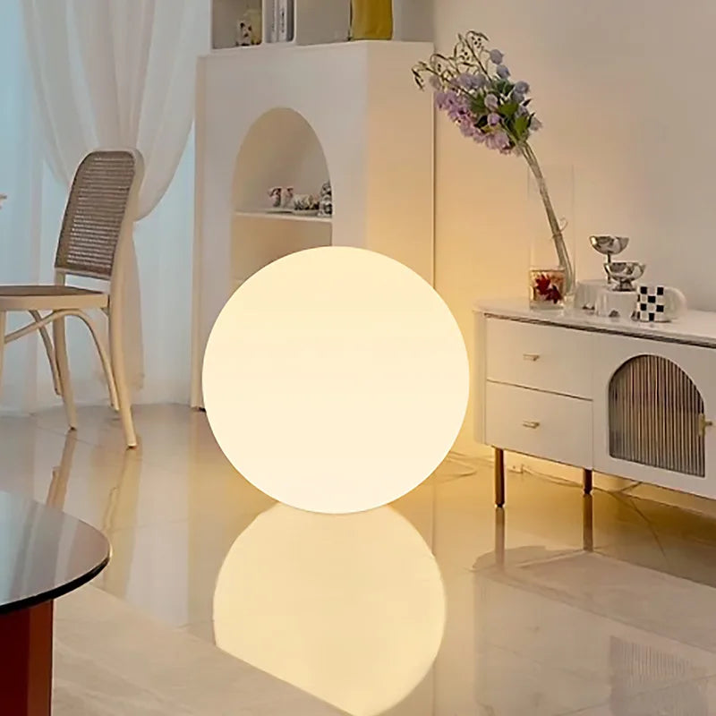LumiGlobe – Gran Lámpara de Bola LED, Lámpara de Pie Moderna para Iluminación Interior Elegante