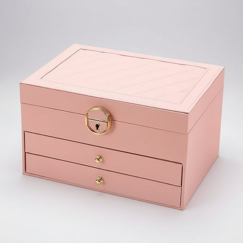 Leather Jewelry Box Multilayer Elegant Storage Organizer for Rings Necklaces 2