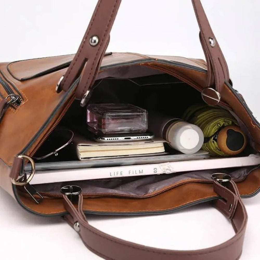 Work Bag Women Vintage Leather Tote Handbag Office Travel - Image 4