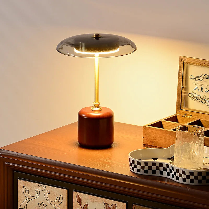 MushroomLuxe - Lámpara de mesa LED moderna de vidrio | Regulable y diseño elegante