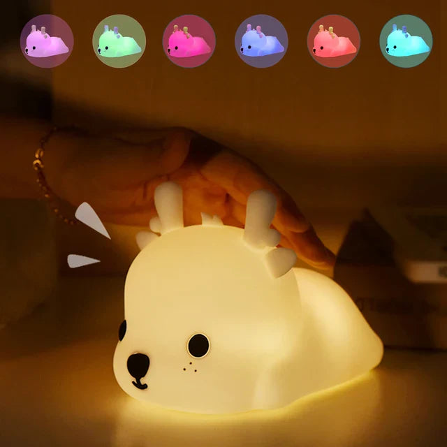 BunnyGlow - Lámpara nocturna LED regulable para niños con control táctil y función de carga USB