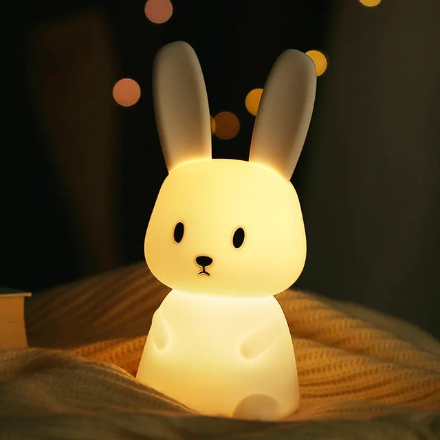 BunnyGlow - Lámpara nocturna LED regulable para niños con control táctil y función de carga USB