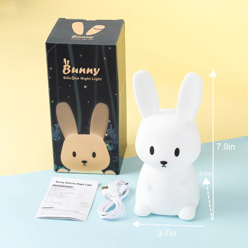 BunnyGlow - Lámpara nocturna LED regulable para niños con control táctil y función de carga USB