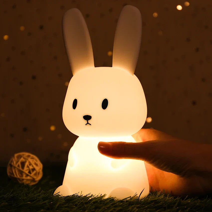BunnyGlow - Lámpara nocturna LED regulable para niños con control táctil y función de carga USB