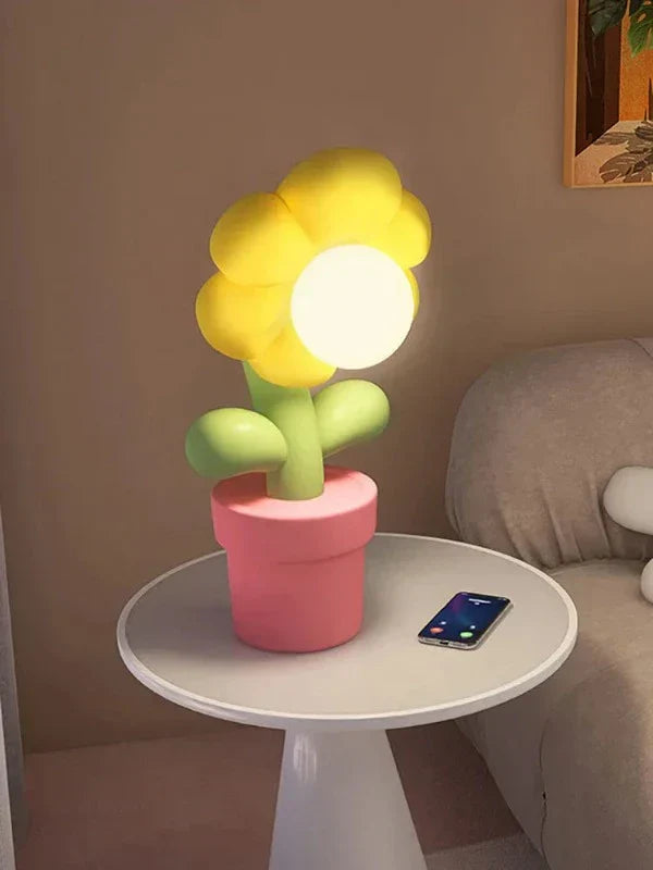 BloomGlow - Lámpara de mesa con flor LED – Flor decorativa iluminada para dormitorio y sala de estar