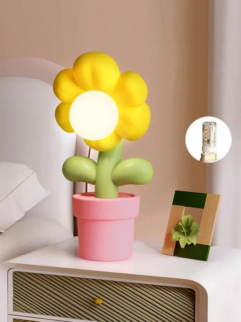 BloomGlow - Lámpara de mesa con flor LED – Flor decorativa iluminada para dormitorio y sala de estar
