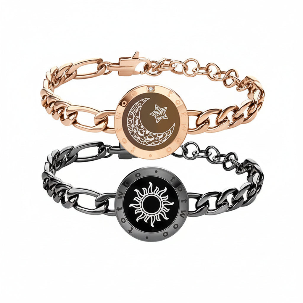 Conjunto de Pulseiras de Parceiro Ligantes Vibração Aço Inoxidável Bluetooth