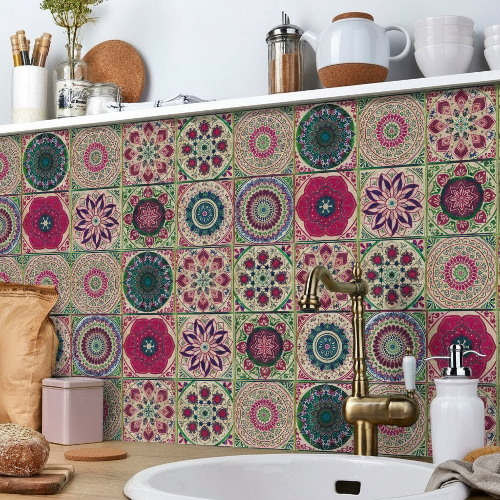 Mandala Tile Set 24 Piece Decorative Vinyl Wall Art for Home Decor 1