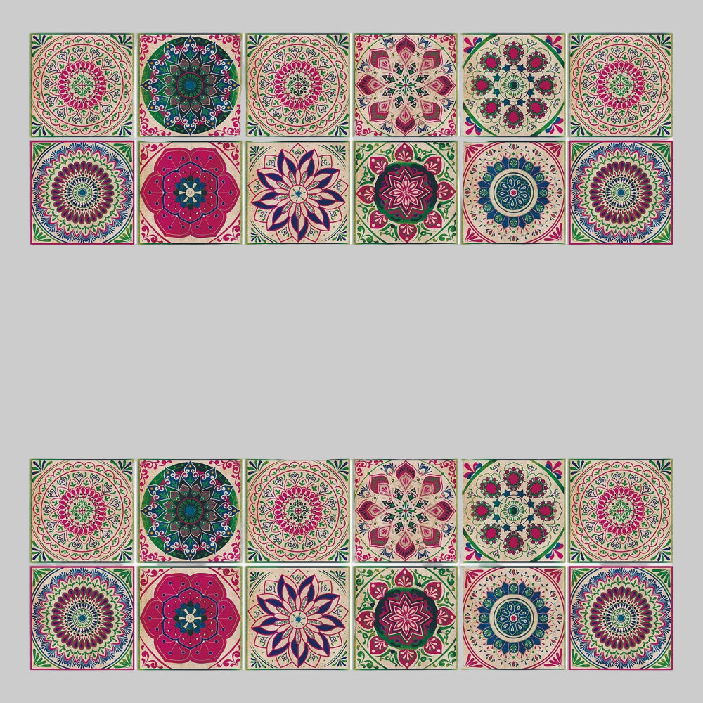 Mandala Tile Set 24 Piece Decorative Vinyl Wall Art for Home Decor 10