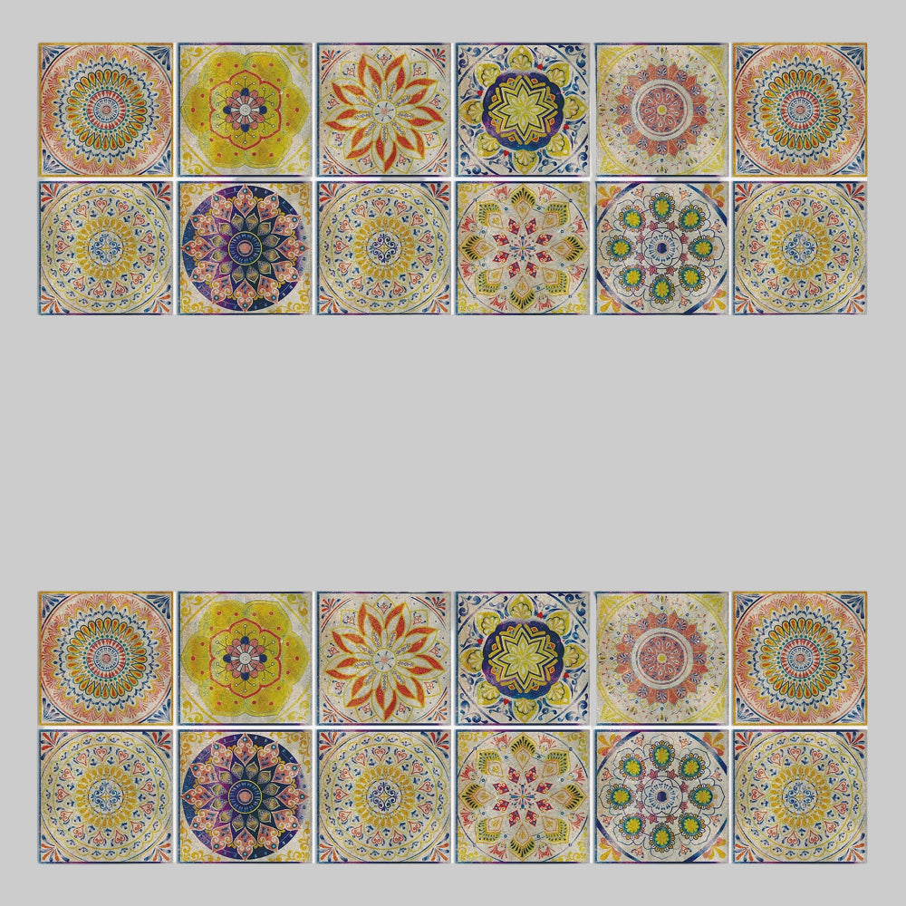 Mandala Tile Set 24 Piece Decorative Vinyl Wall Art for Home Decor 11