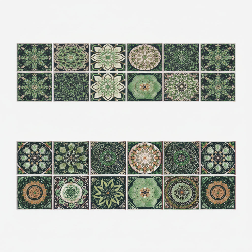 Mandala Tile Set 24 Piece Decorative Vinyl Wall Art for Home Decor 7