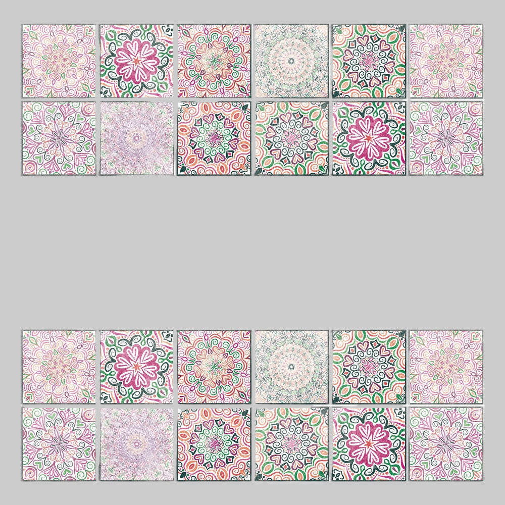 Mandala Tile Set 24 Piece Decorative Vinyl Wall Art for Home Decor 8