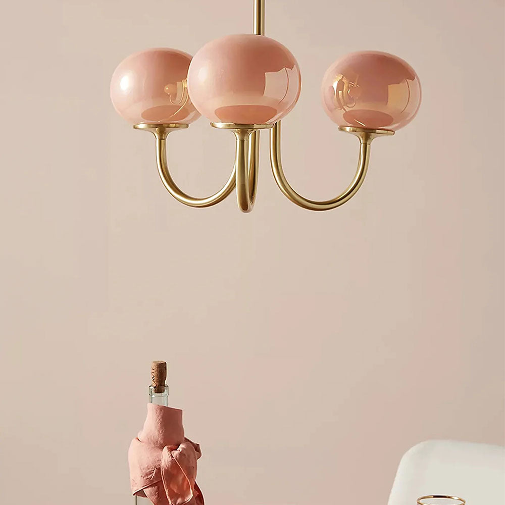Lampadario in vetro rosa bubble marshmallow