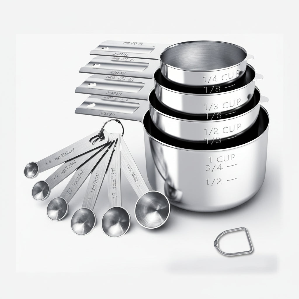 Stainless Steel Measuring Cups Spoons Set Baking