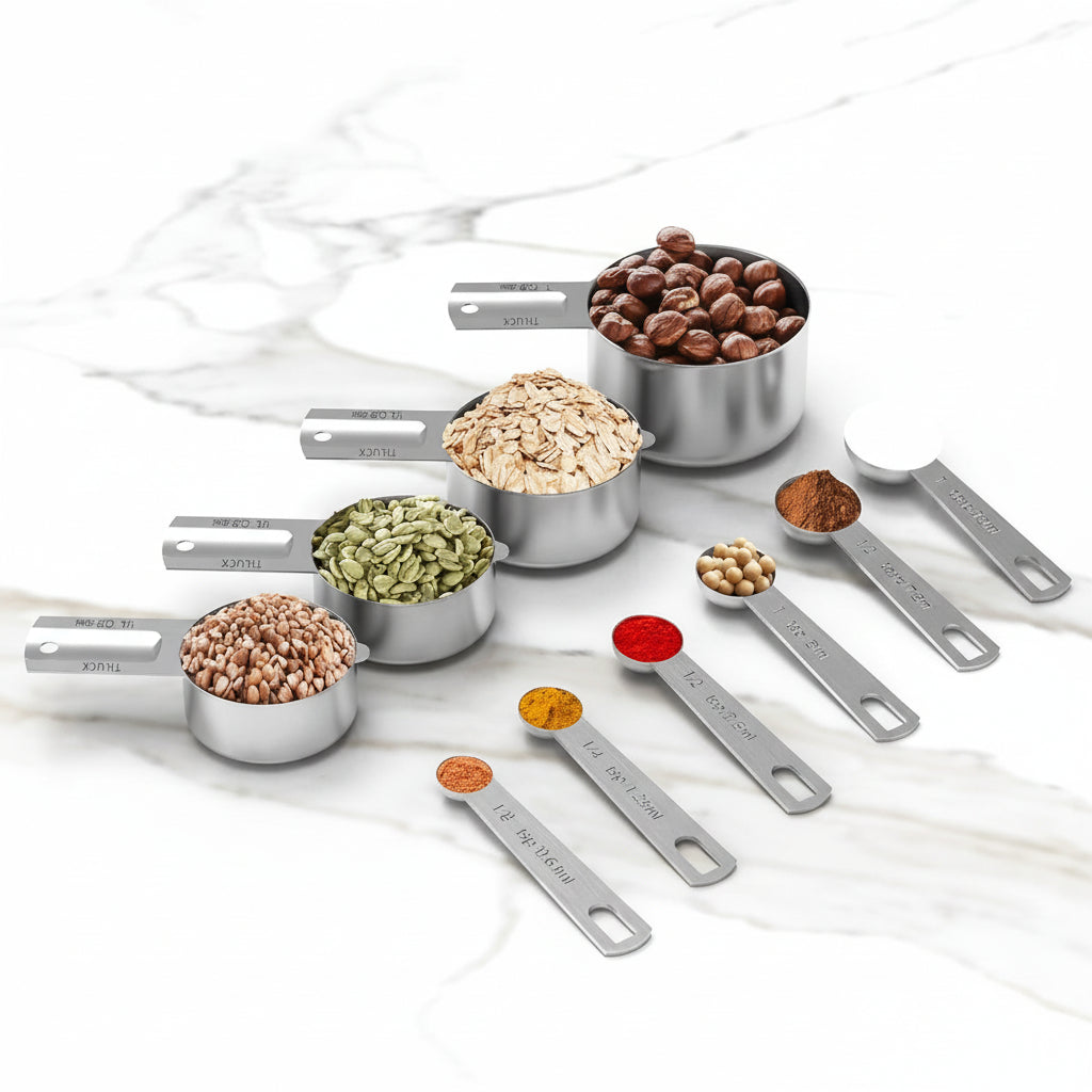 Stainless Steel Measuring Cups Spoons Set Baking
