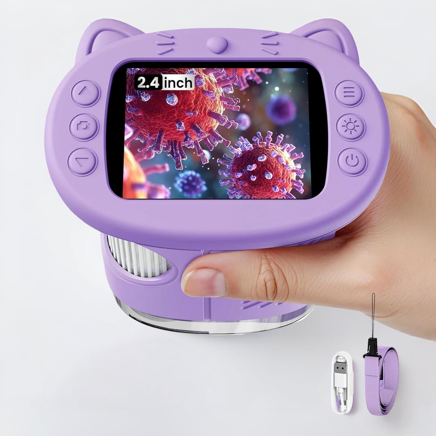 Microscópio Digital para Crianças Portátil com Ecrã e Câmara