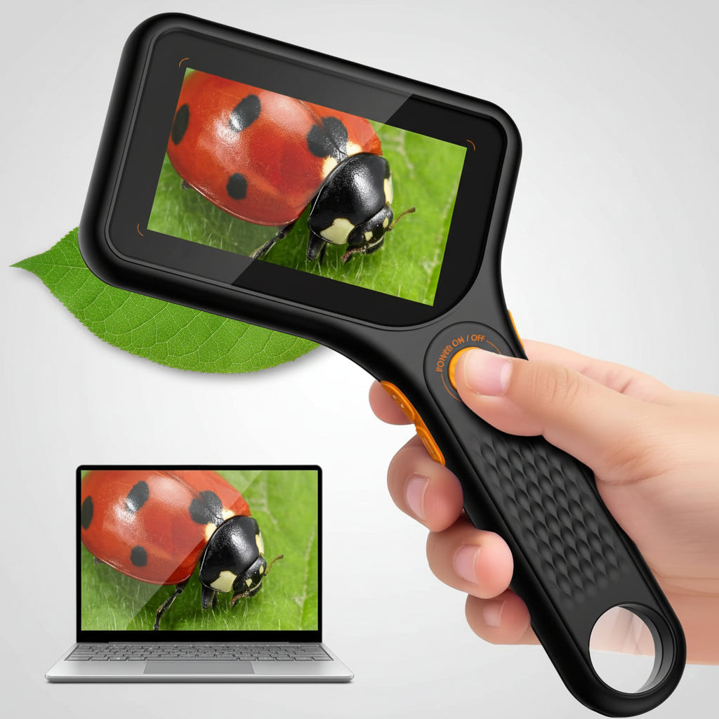 Microscópio Portátil Digital 500X Ampliação Ecrã IPS LED