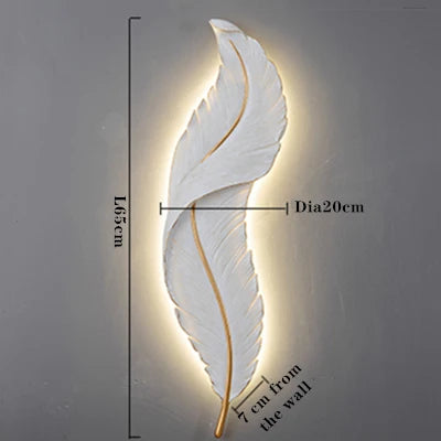 FeatherGlow - Lámpara de pared moderna con plumas blancas