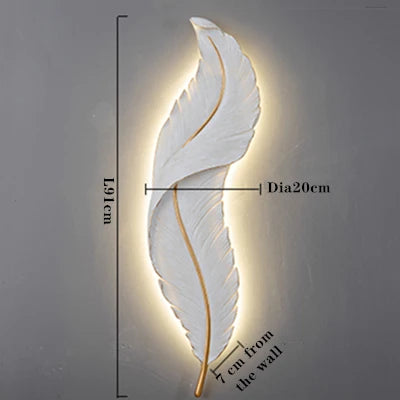 FeatherGlow - Lámpara de pared moderna con plumas blancas
