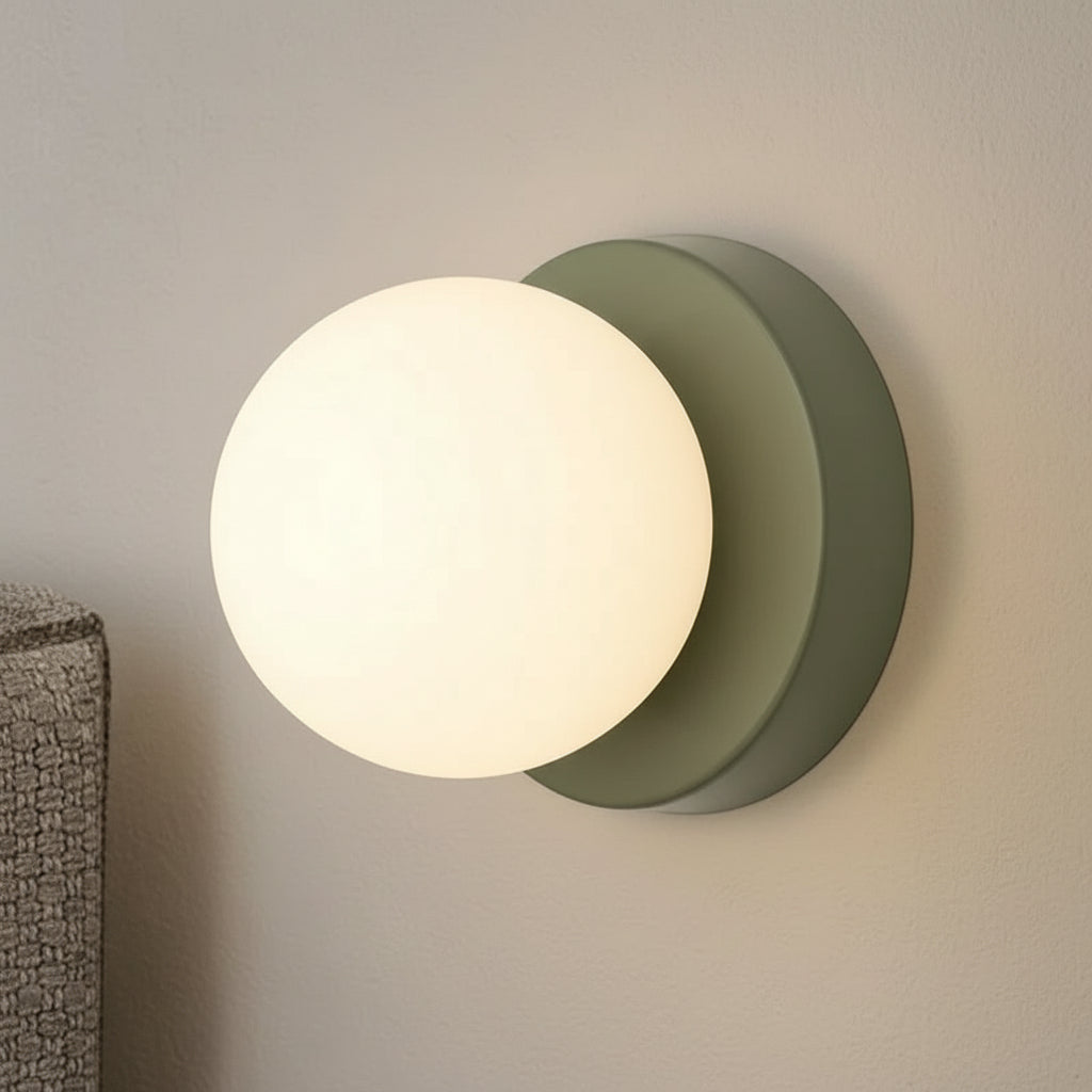 Modern Glass Wall Light Sconce Black Metal Frosted Globe Shade 1