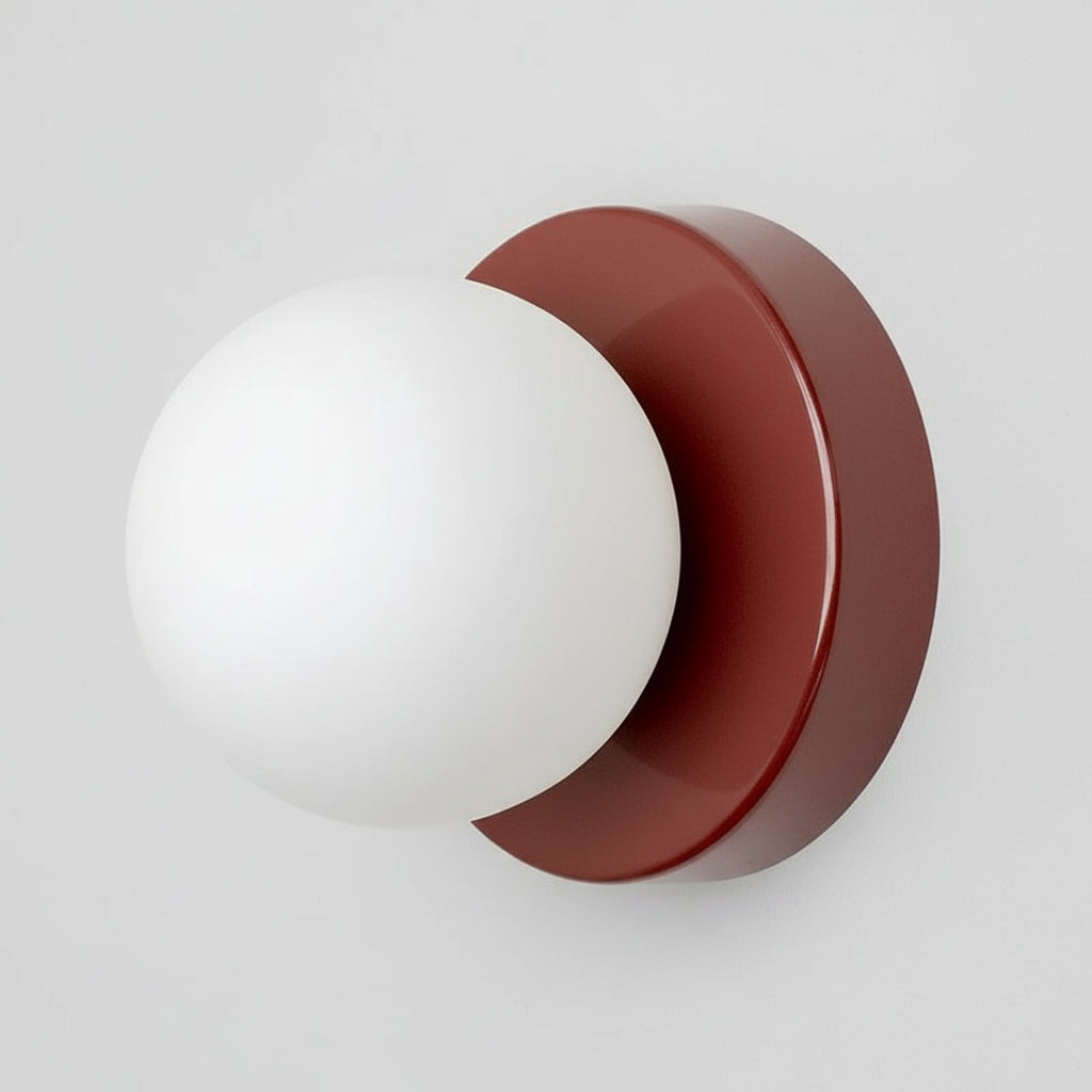 Modern Glass Wall Light Sconce Black Metal Frosted Globe Shade 5