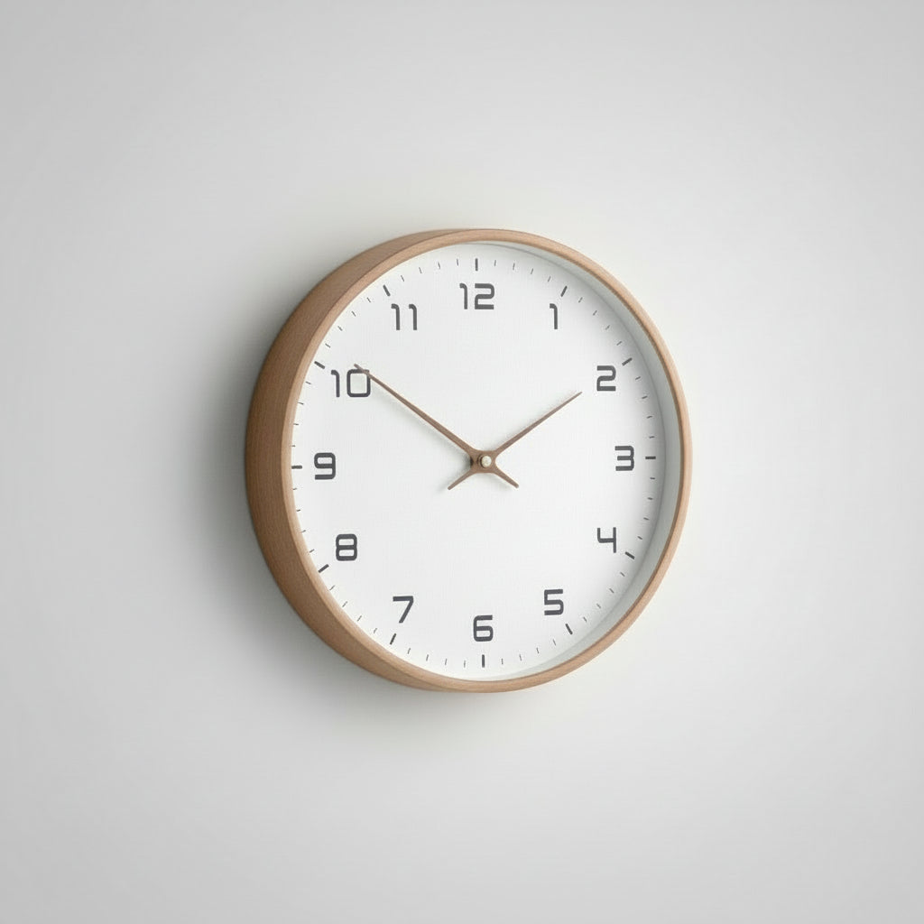 Modern Wooden Wall Clock Natural Decor 25cm 30cm 0