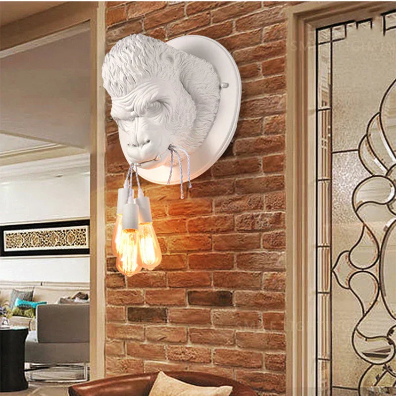 GorillaGlow - Lámpara de pared industrial Gorilla con LED para sala de estar y bar