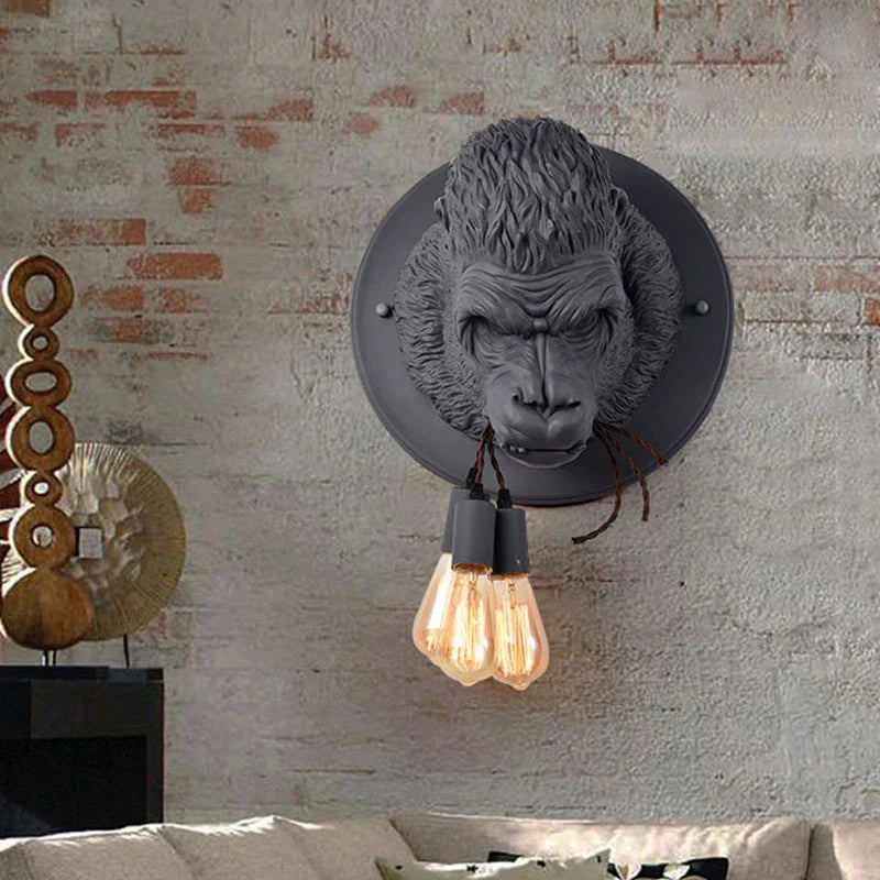 GorillaGlow - Lámpara de pared industrial Gorilla con LED para sala de estar y bar
