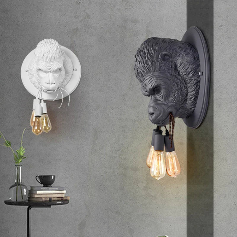 GorillaGlow - Lámpara de pared industrial Gorilla con LED para sala de estar y bar