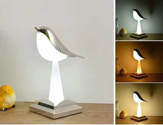 NatureGlow - Elegante Vogel Tafellamp met LED Nachtlicht
