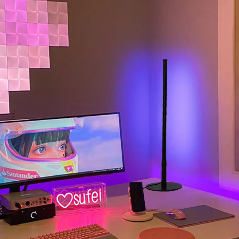 LumiGlow - Lámpara de pie LED moderna con base redonda | Cambio de color RGB y regulable