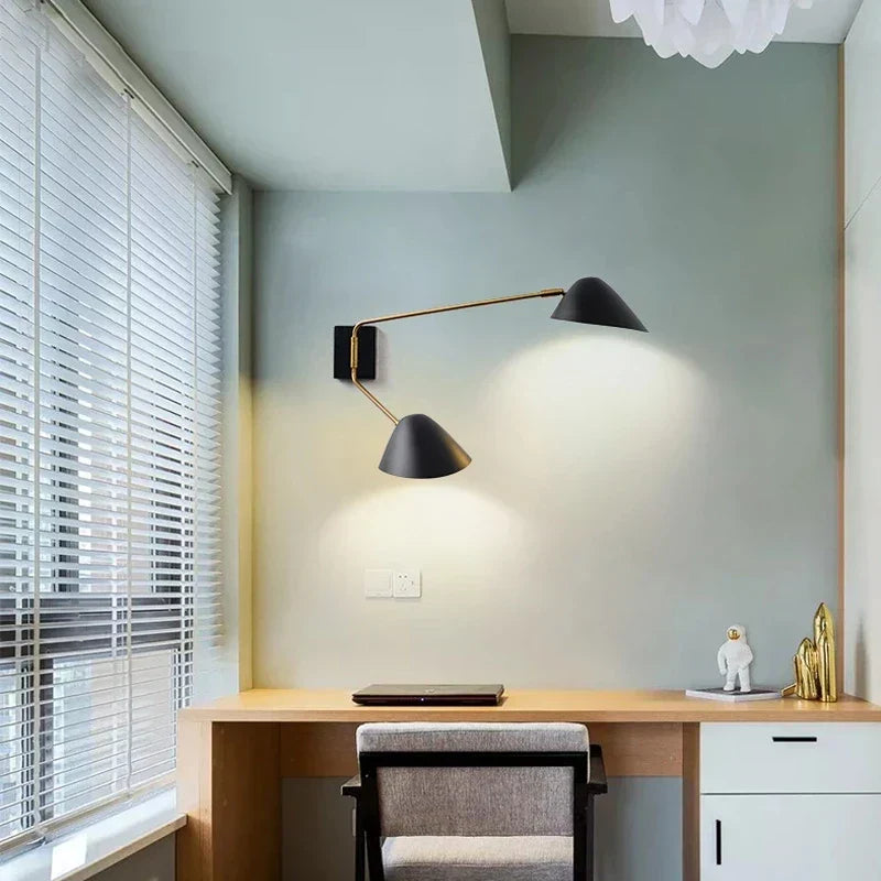 FlexGlow - Lámpara de Pared Giratoria con Brazo Largo y Iluminación LED