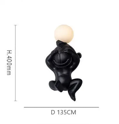 PlayfulGlow - Grappige Aap Wandlamp met Melkglas – Decoratieve LED Lamp