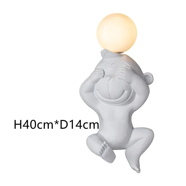 PlayfulGlow - Grappige Aap Wandlamp met Melkglas – Decoratieve LED Lamp