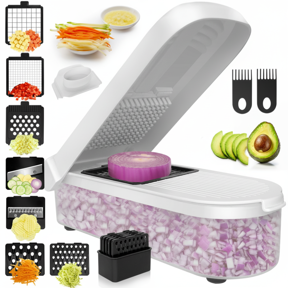 Cortador de Legumes Multifuncional 12 em 1 Preparação Rápida de Refeições