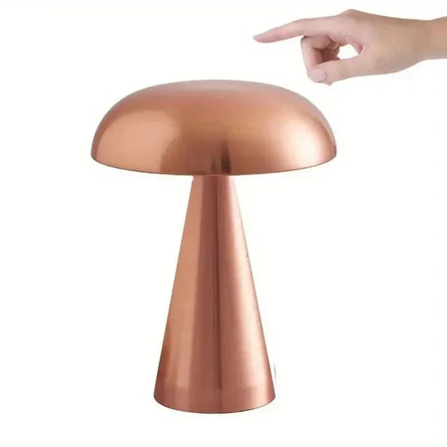 MushroomGlow - Lámpara de mesa LED regulable de metal | Sin cable y recargable