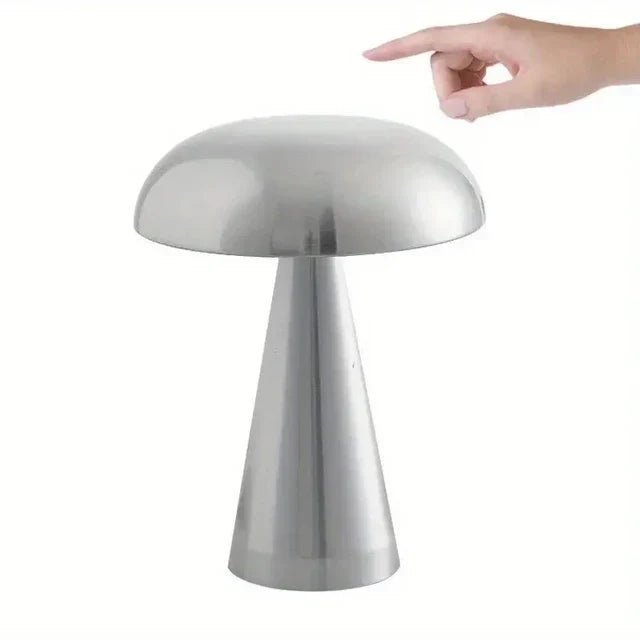 MushroomGlow - Lámpara de mesa LED regulable de metal | Sin cable y recargable