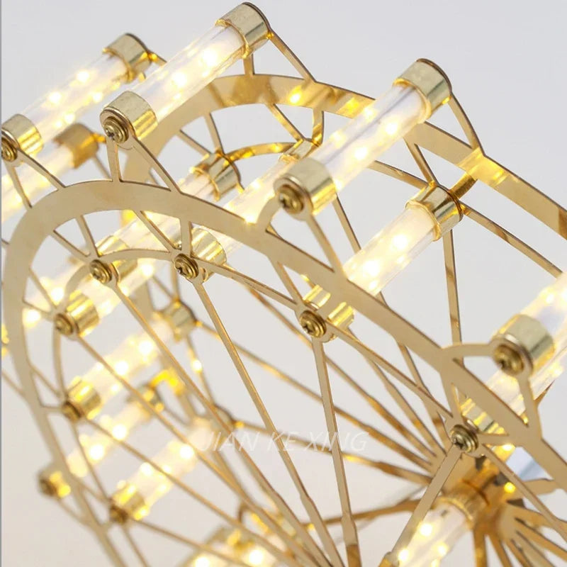 LumiSpin - LED Reuzenrad Tafellamp met Muziekfunctie, Dimbare Retro Bureaulamp