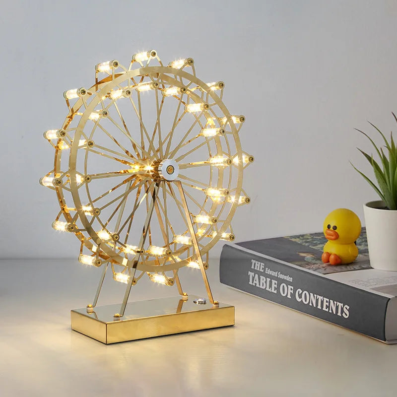 LumiSpin - LED Reuzenrad Tafellamp met Muziekfunctie, Dimbare Retro Bureaulamp
