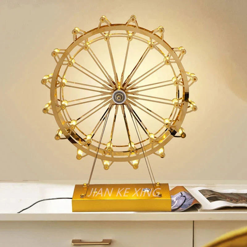 LumiSpin - LED Reuzenrad Tafellamp met Muziekfunctie, Dimbare Retro Bureaulamp