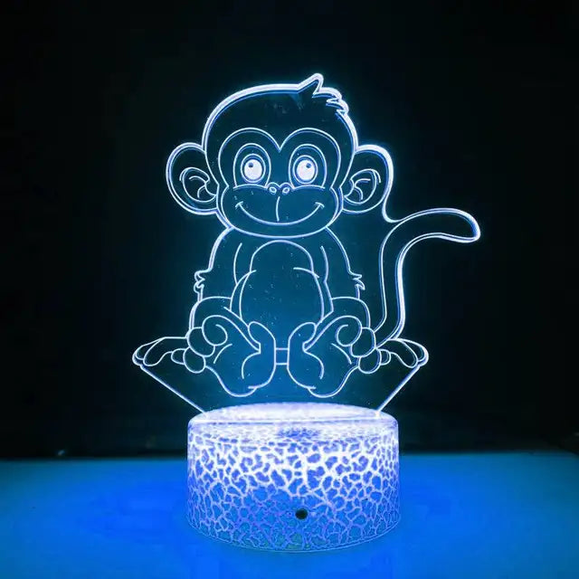 LumiMonkey - 3D LED Nachtlampje met Kleurverandering en Optische Illusie