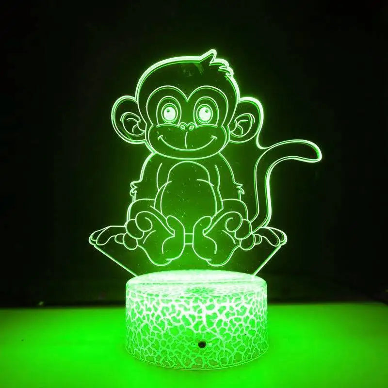 LumiMonkey - 3D LED Nachtlampje met Kleurverandering en Optische Illusie