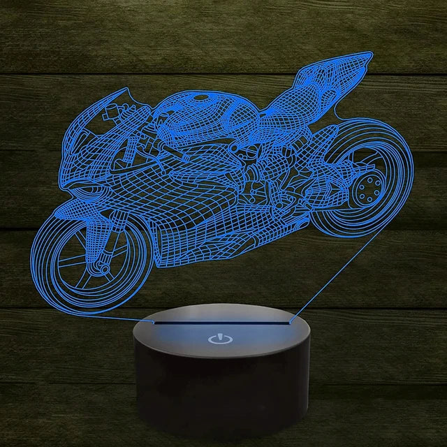 LumiBike - 3D LED Nachtlampje met Motor Design voor Bikers & Kinderkamer Decoratie
