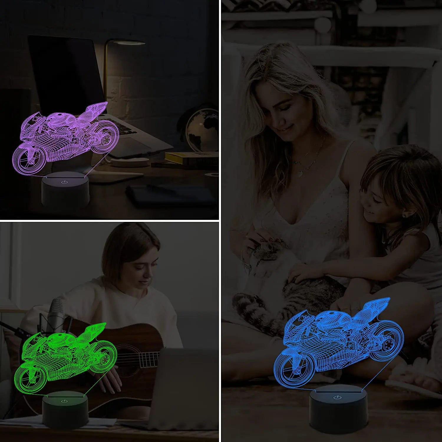 LumiBike - 3D LED Nachtlampje met Motor Design voor Bikers & Kinderkamer Decoratie